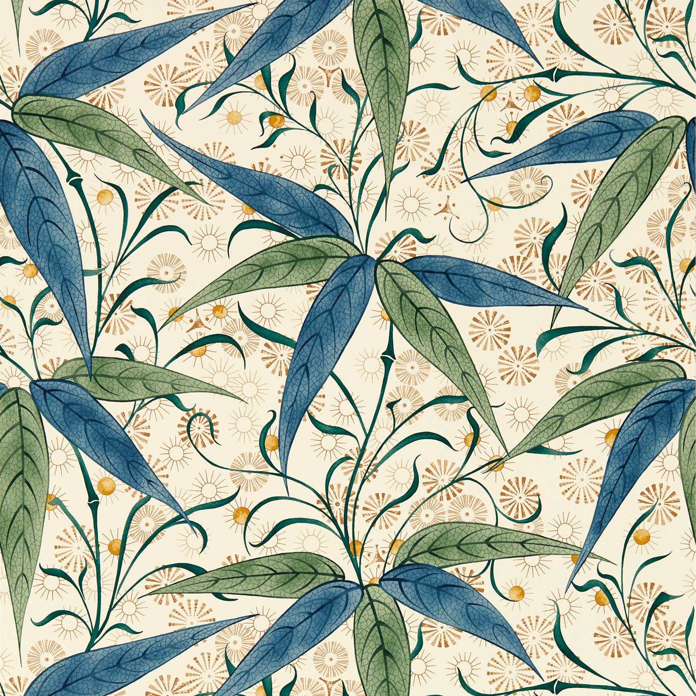 Bamboo behang-Behang-Morris & Co-Thyme/Artichoke-Rol-Selected Wallpapers &amp; Interiors