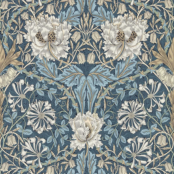 Honeysuckle and Tulip behang-behang-Morris & Co-Woad/Thyme-Rol-Selected Wallpapers &amp; Interiors