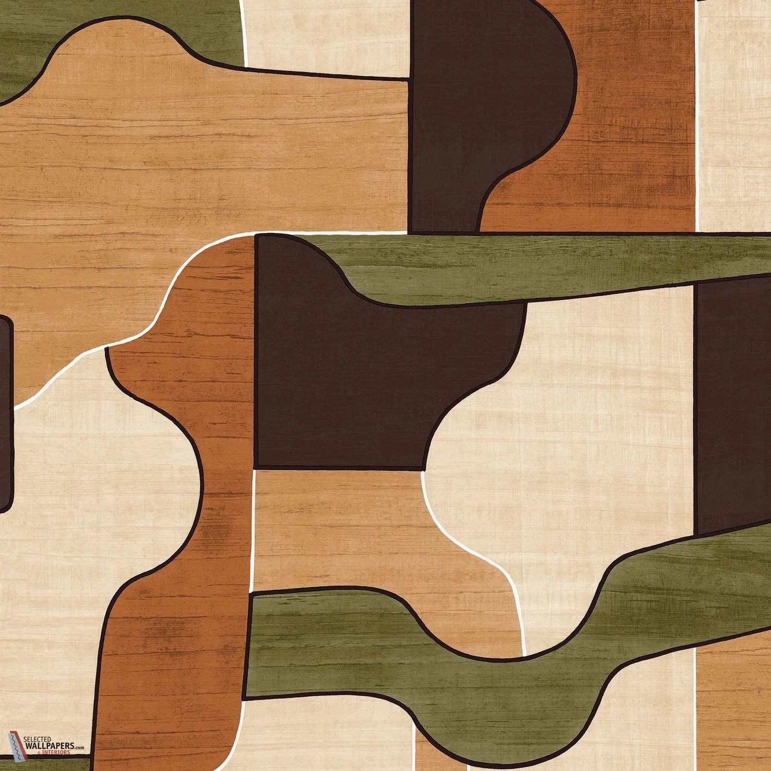 Modernismo behang-Casamance-wallpaper-tapete-Ambre/Kaki-Rol-Selected-Wallpapers-Interiors