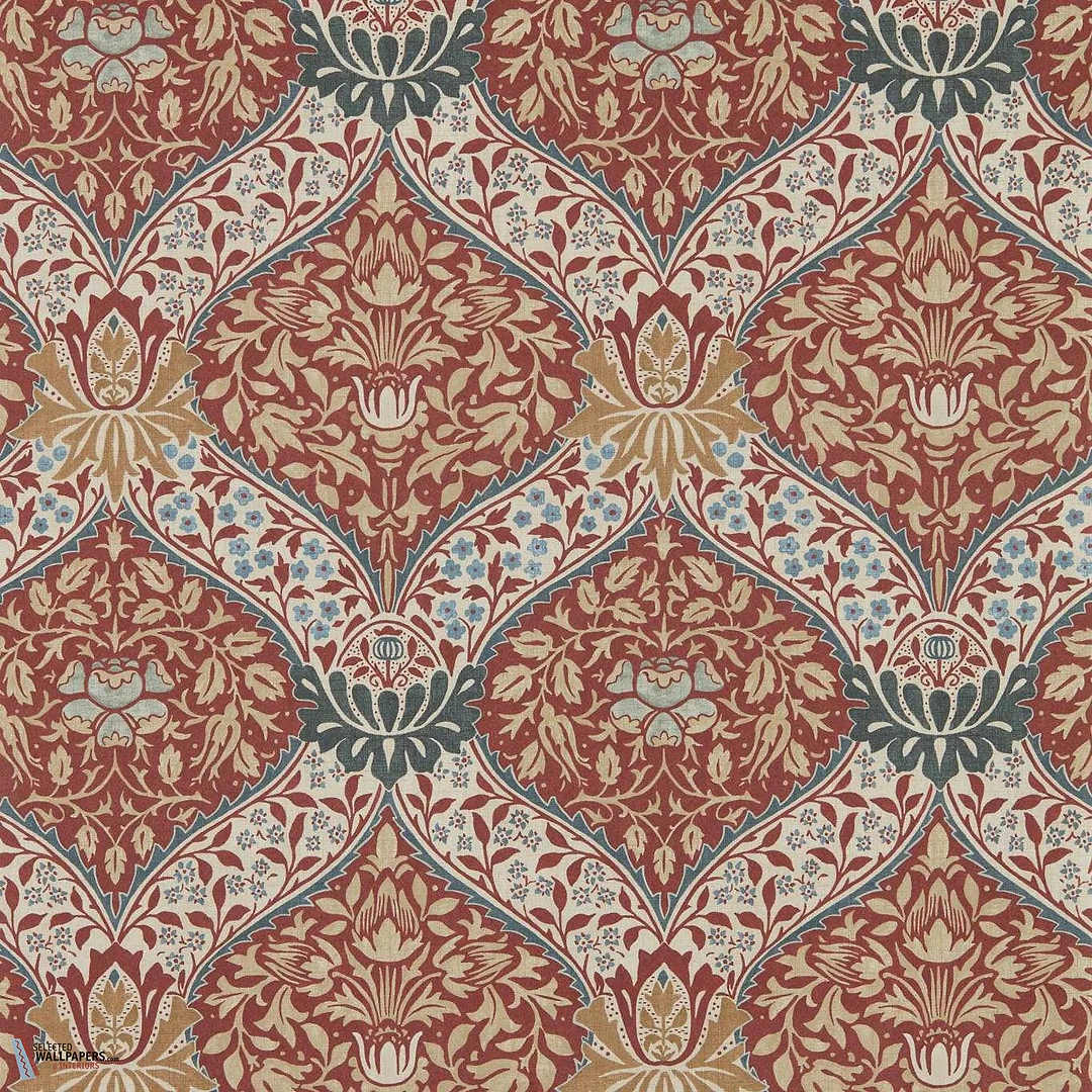 Norbury behang-Morris & Co-Slate/Madder-Rol-Selected Wallpapers-Interiors