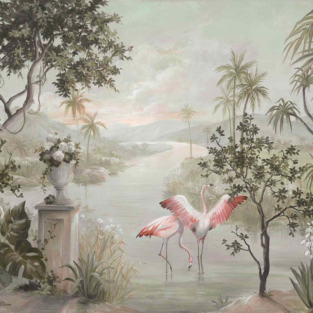 Paisaje Con Flamencos-Coordonne-behang-tapete-wallpaper-Nuevo Mundo-Non Woven-Selected-Wallpapers-Interiors