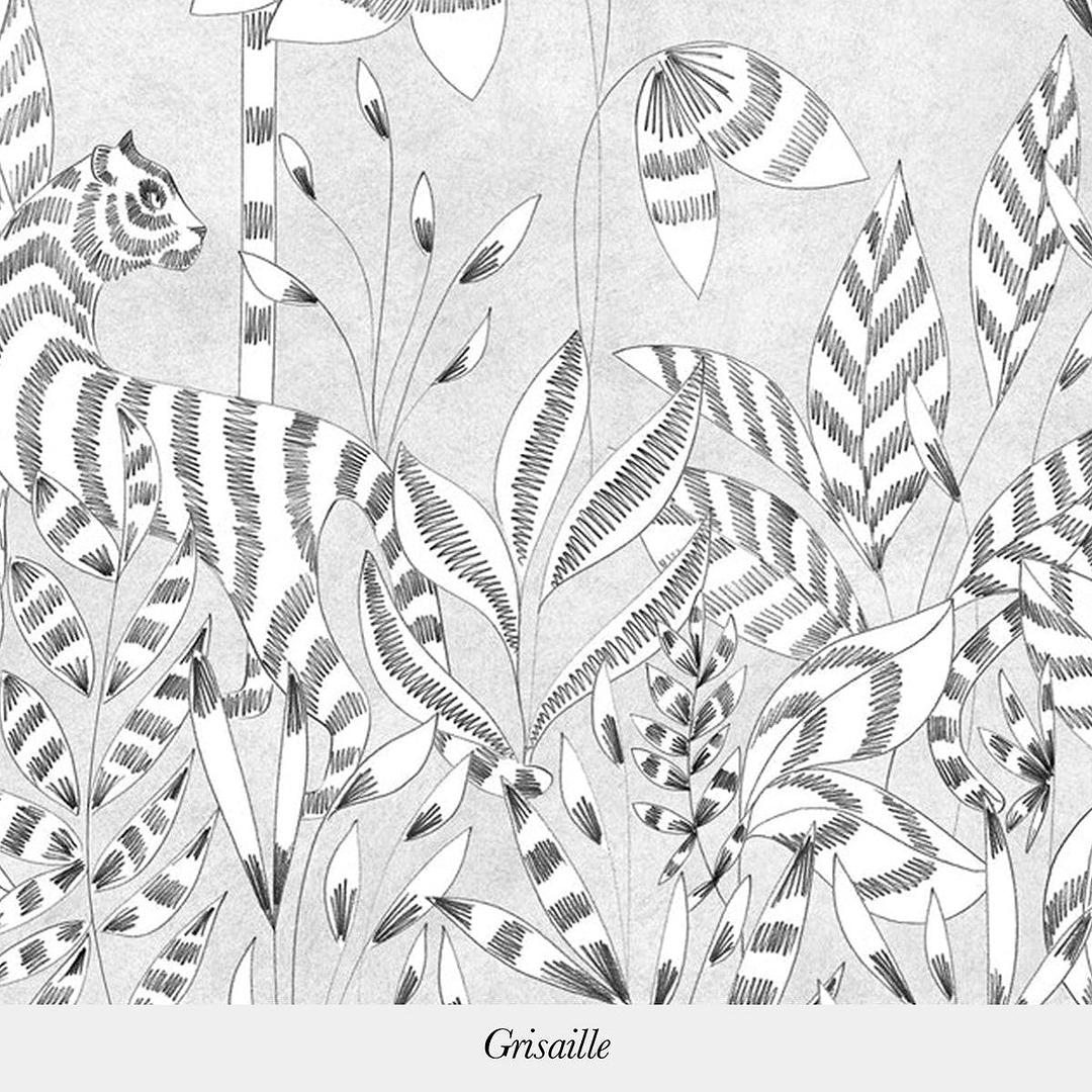 Paradis des Tigres-Isidore Leroy-wallpaper-behang-Tapete-wallpaper-Grissaile-Non Woven-Selected Wallpapers