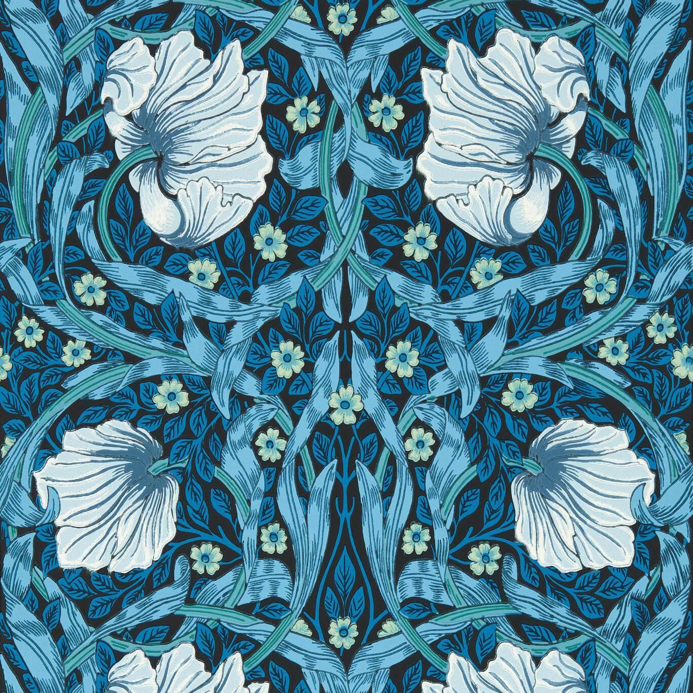 Pimpernel-behang-tapete-wallpaper-Morris & Co-Midnight/Opal-Rol-Selected-Wallpapers-Interiors