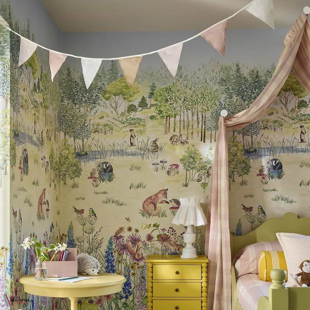 Potter's Woodland behang-Little Greene-Selected Wallpapers-Interiors