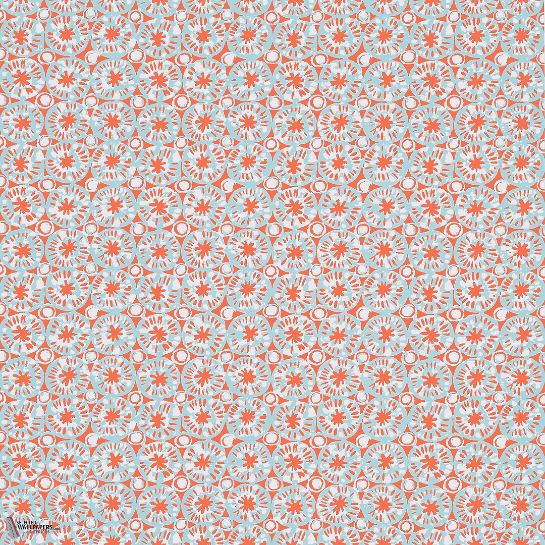 Sand dollar behang-Thibaut-Coral and blue-Rol-Selected Wallpapers-Interiors