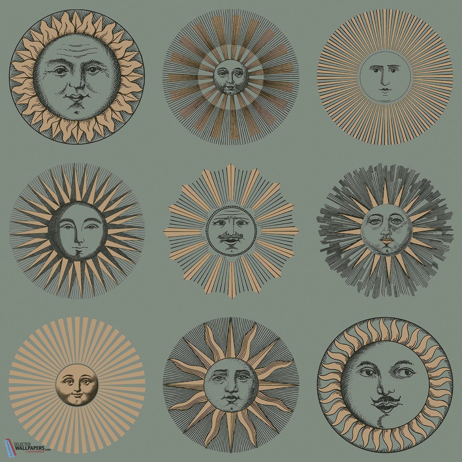 Soli-behang-Tapete-Cole & Son-Sage & Rose Gold-Rol-123/1003-Selected Wallpapers