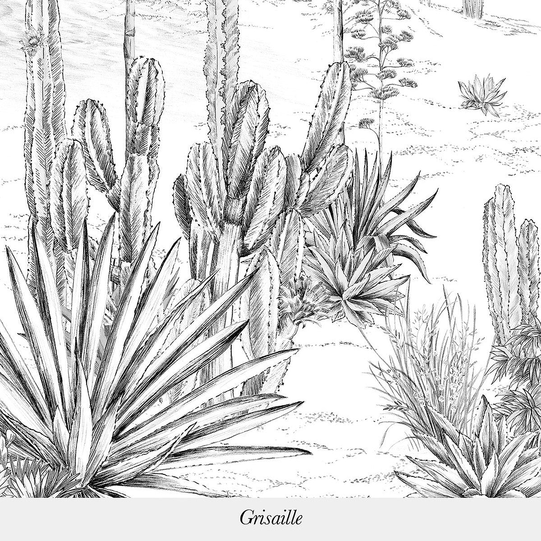 Succulentes-Isidore Leroy-wallpaper-behang-Tapete-wallpaper-Grisaille-Non Woven-Selected Wallpapers