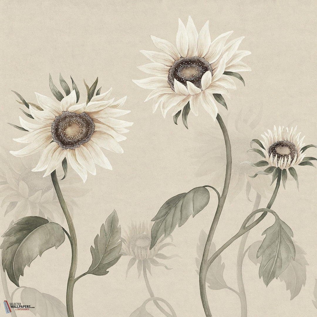 Sunflowers behang-Sandberg-White-Mattic-M2-Selected Wallpapers-Interiors