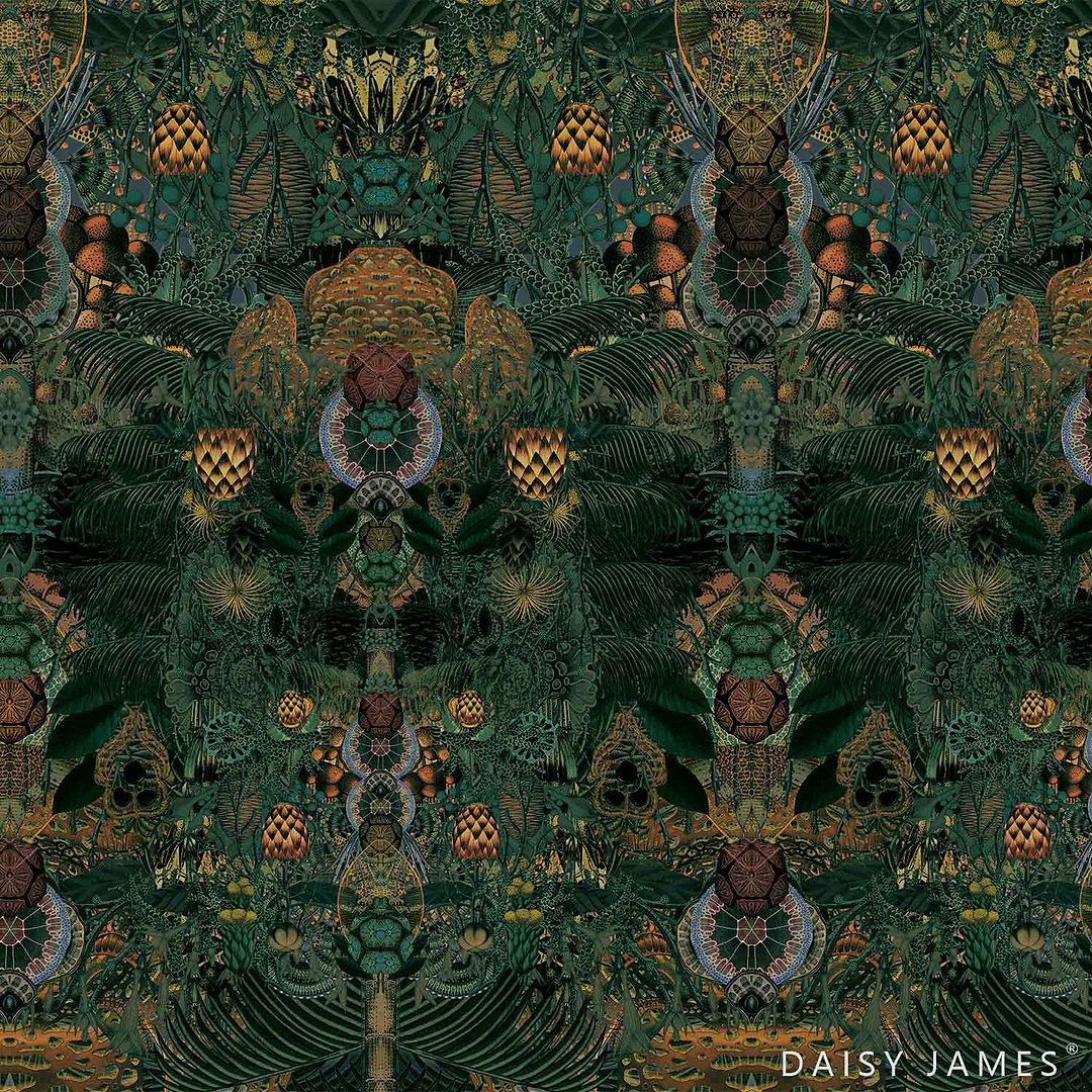 The Poppy behang-Behang-Daisy James-Green-Vinyl-M2-Selected Wallpapers &amp; Interiors