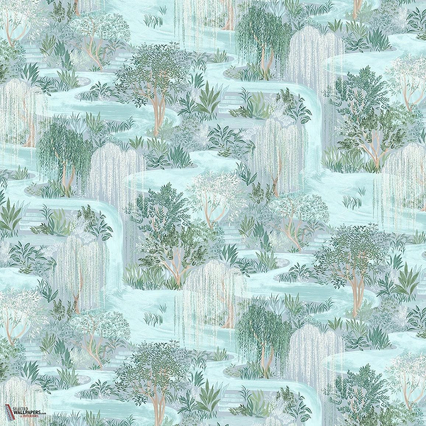 Water Garden behang-Les Dominotiers-Pale blue-Non Woven 70 cm-M2-Selected Wallpapers-Interiors