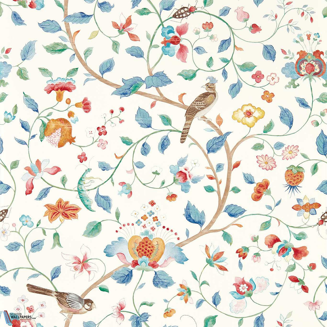 Aril's Garden-Behang-Tapete-Sanderson-Indigo/Red-Rol-217237-Selected Wallpapers