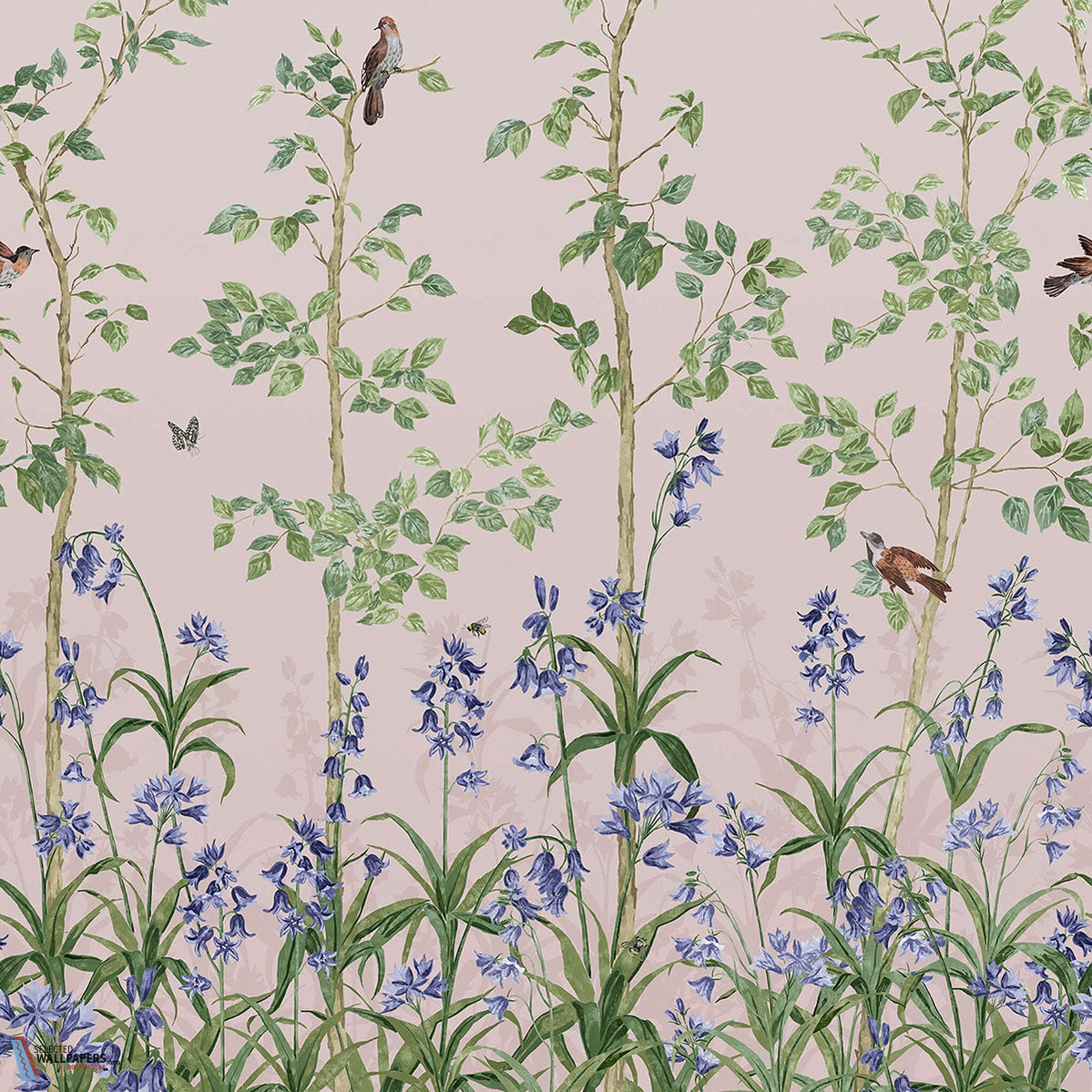 Bird & Bluebell-behang-Tapete-Little Greene-China Clay-Rol-0263BICHINA-Selected Wallpapers