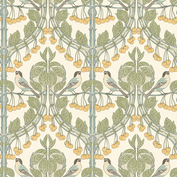 Birds & Cherries-Behang-Tapete-GP&J Baker-Aqua-Rol-BW45100.3-Selected Wallpapers