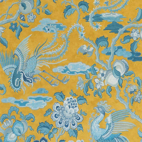 Chifu-behang-Tapete-GP&J Baker-Ochre/Blue-Rol-BW45087.4-Selected Wallpapers