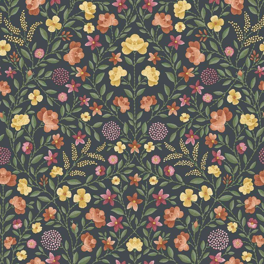 Court Embroidery-behang-Tapete-Cole & Son-Marigold, Tangerine & Red-Rol-118/13031-Selected Wallpapers