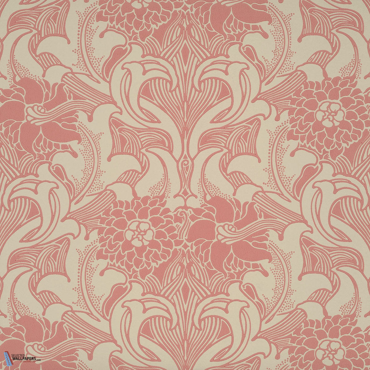 Dahlia Scroll-behang-Tapete-Little Greene-Carmine-Rol-0263DACARMI-Selected Wallpapers