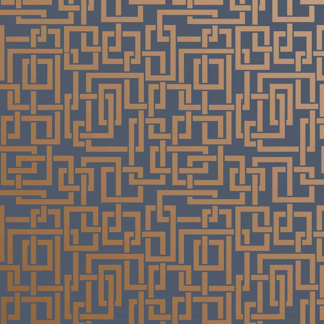 Enigma-Behang-Tapete-Farrow & Ball-Blue Gold-Rol-BP5506-Selected Wallpapers