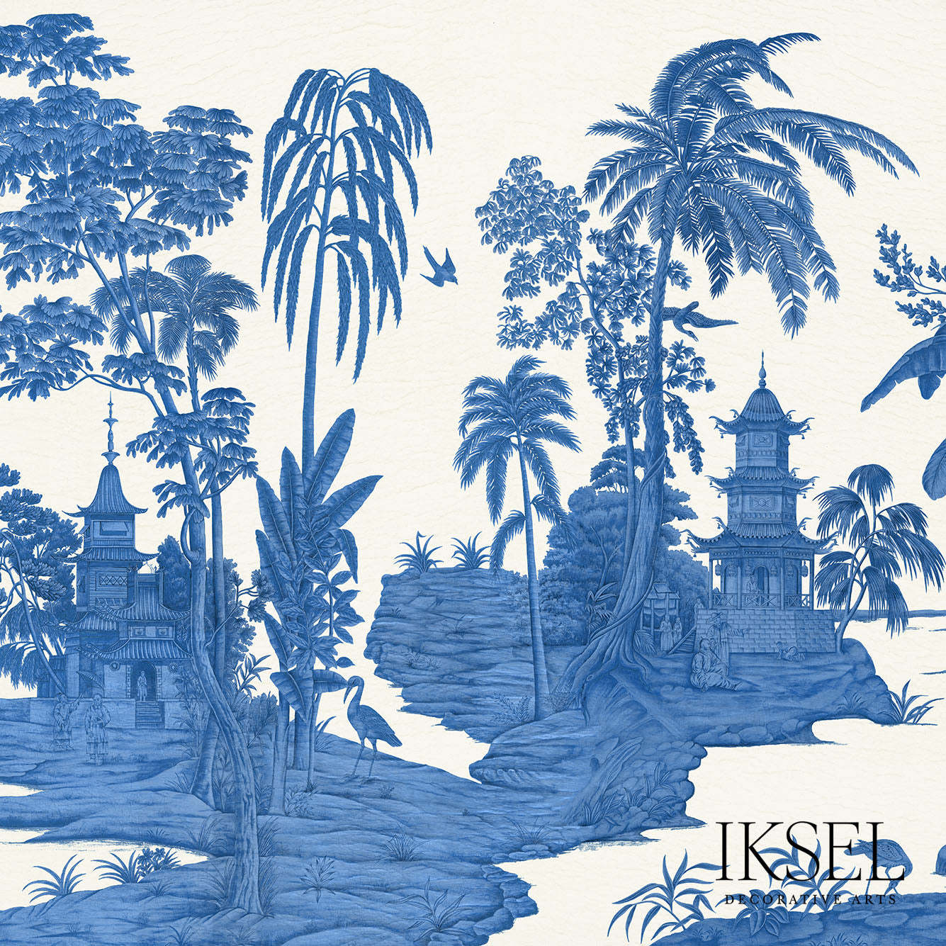 Exotic Chinoiserie Blue & White behang