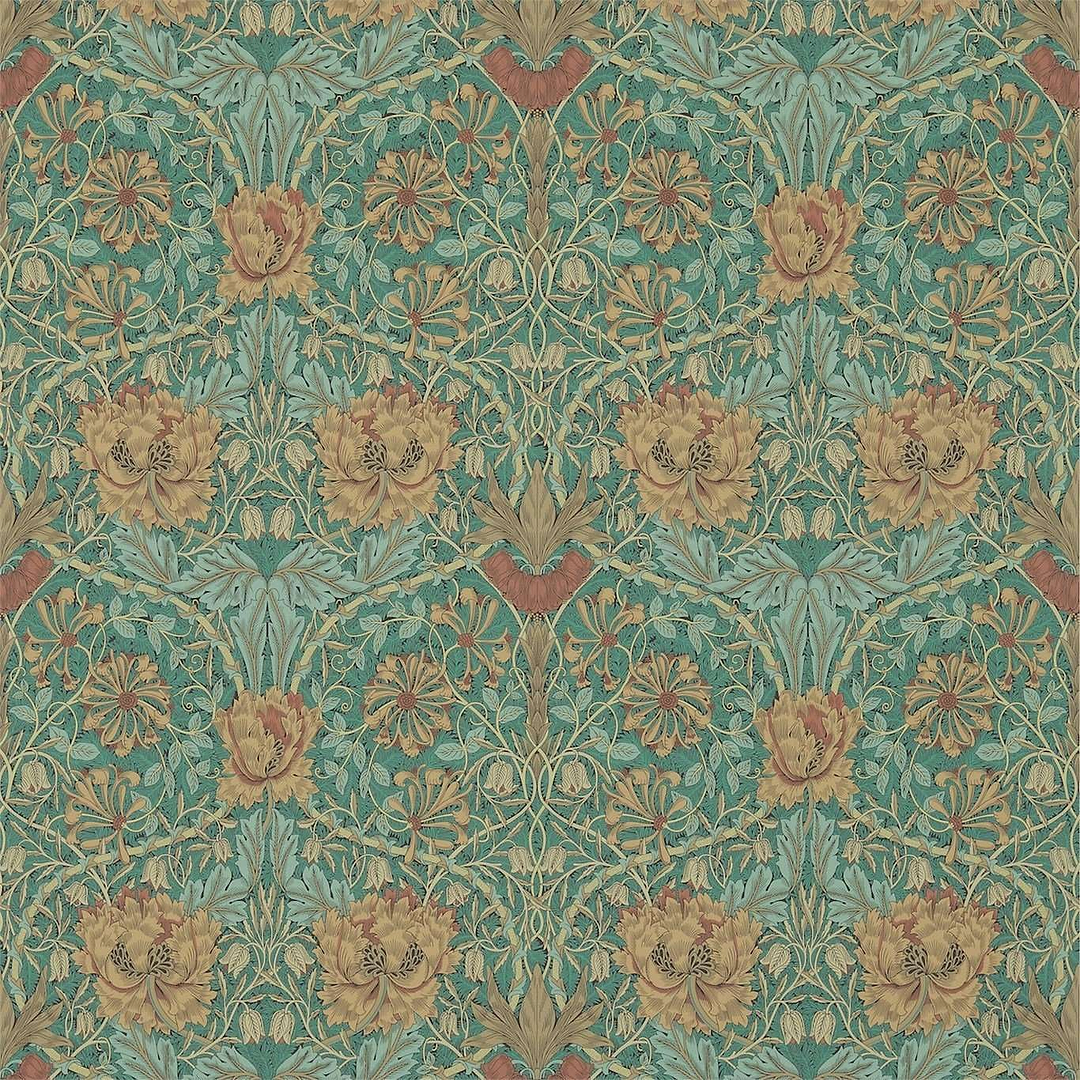 Honeysuckle and Tulip-behang-Tapete-Morris & Co-Emerald/Russet-Rol-214704-Selected Wallpapers