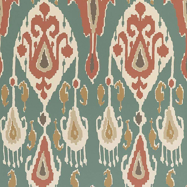 Ikat Bokhara-behang-Tapete-GP&J Baker-Teal-Rol-BW45090.4-Selected Wallpapers