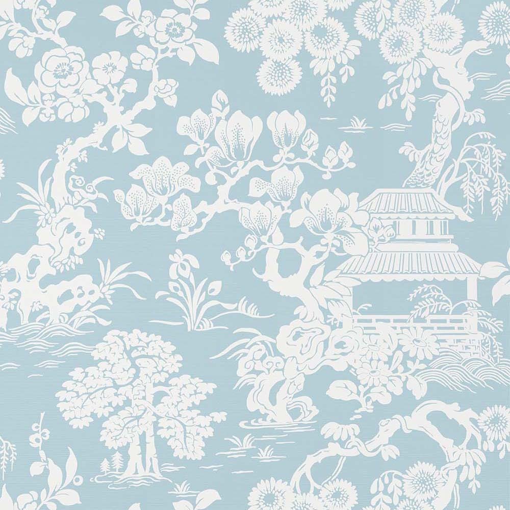 Japanese Garden-Behang-Tapete-Thibaut-Spa Blue-Rol-T13302-Selected Wallpapers