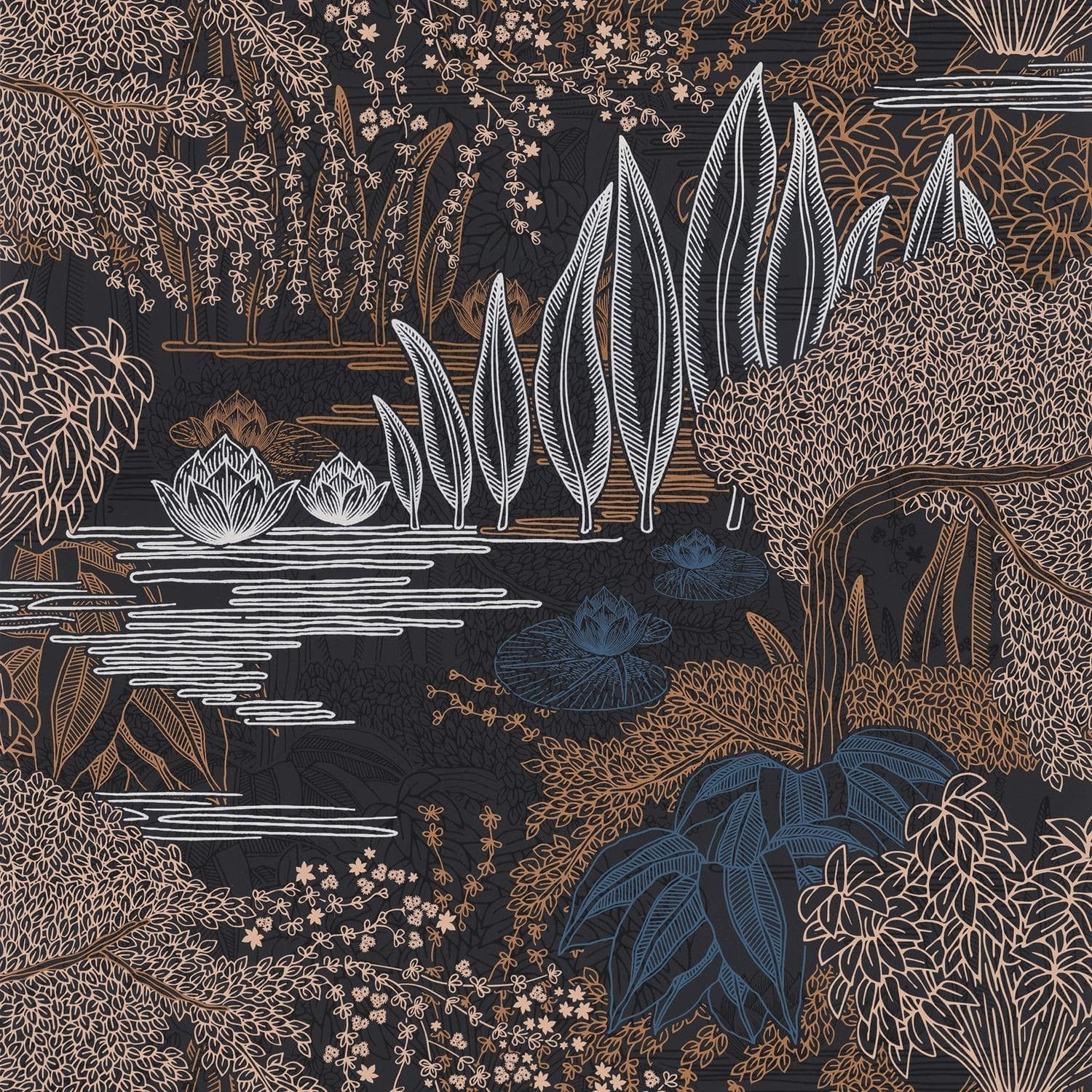 Jasmin-Behang-Tapete-Casamance-Encre/Cuive-Rol-75680406-Selected Wallpapers