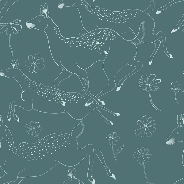 Jumping Bambis-behang-Tapete-Coordonne-Aqua-Rol-9700164-Selected Wallpapers