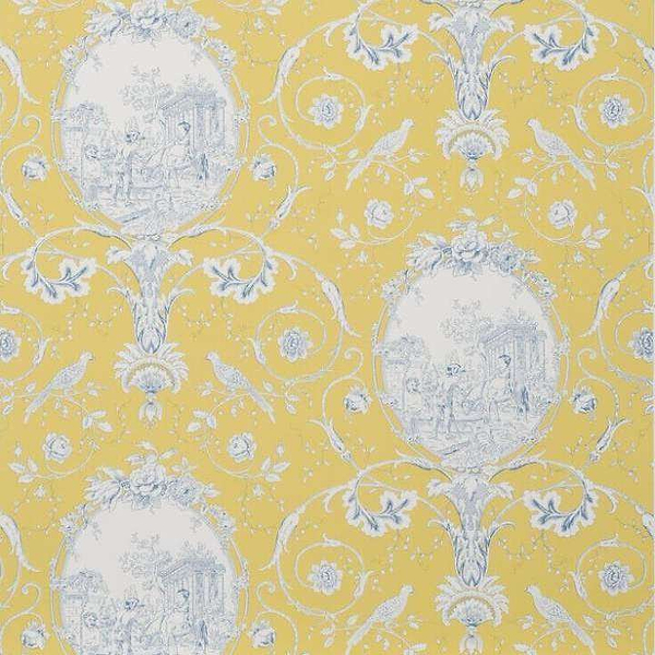 La Fontaine-behang-Tapete-Braquenie-Yellow/Blue-Rol-BP206005-Selected Wallpapers