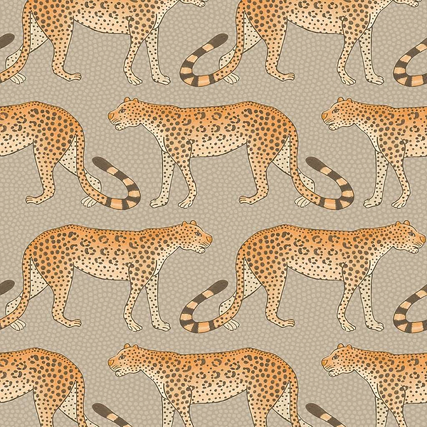 Leopard Walk-Behang-Tapete-Cole & Son-Orange on Linen-Rol-109/2010-Selected Wallpapers