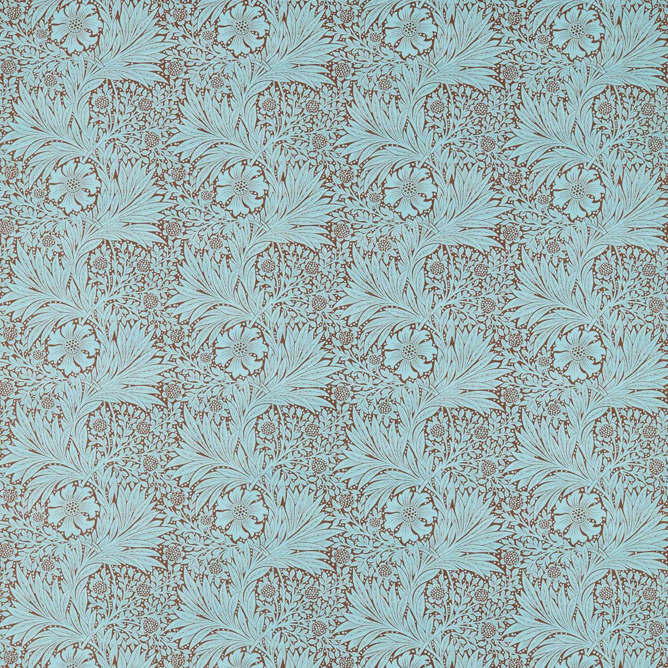 Marigold stof-Fabric-Tapete-Morris & Co-Sky/Chocolate-Meter (M1)-226980-Selected Wallpapers