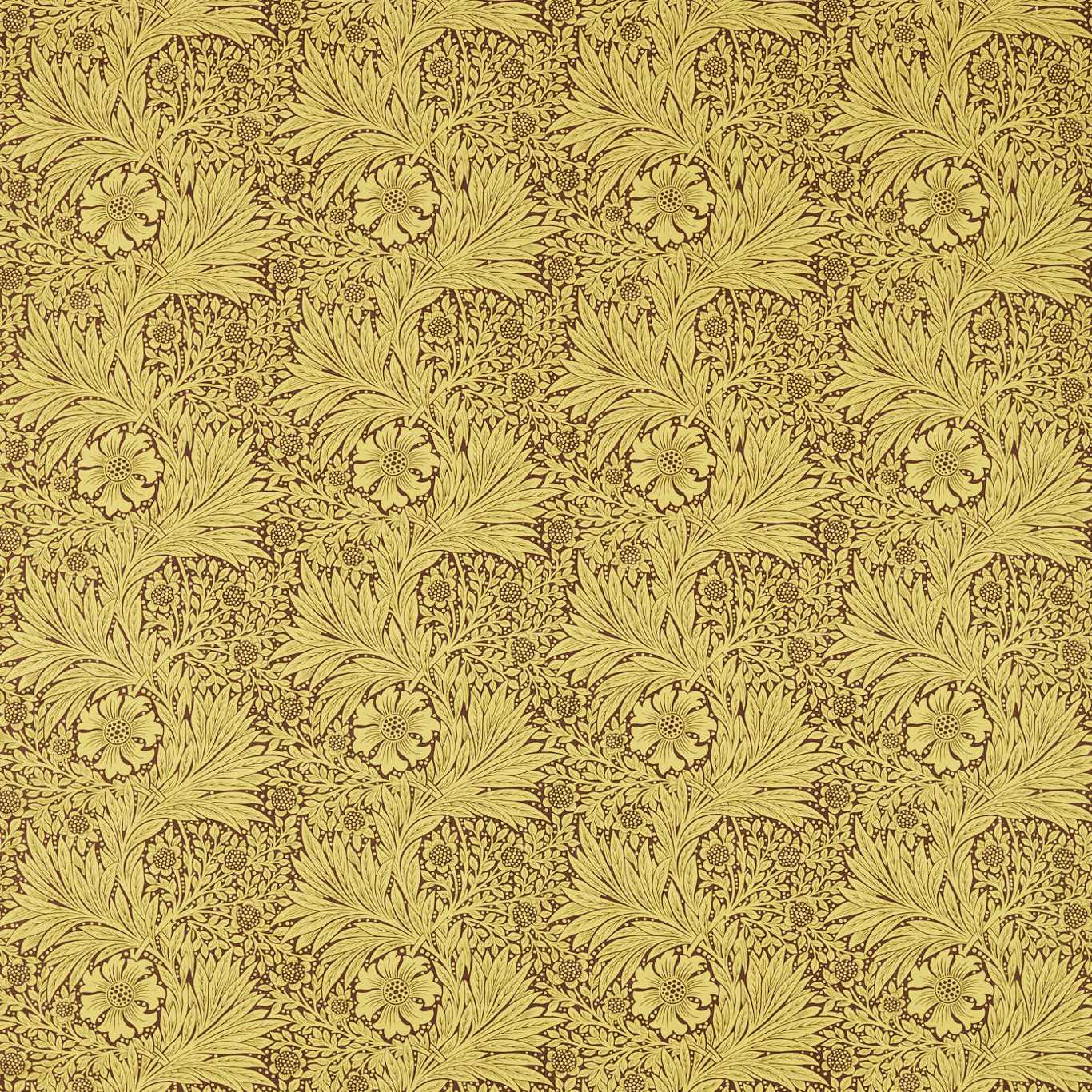 Marigold stof-Fabric-Tapete-Morris & Co-Summer Yellow/Chocolate-Meter (M1)-226983-Selected Wallpapers
