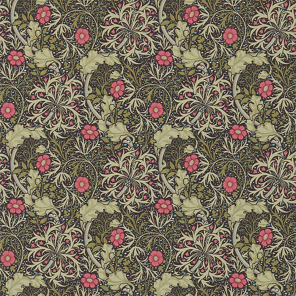 Morris Seaweed-behang-Tapete-Morris & Co-Ebony/Poppy-Rol-214716-Selected Wallpapers