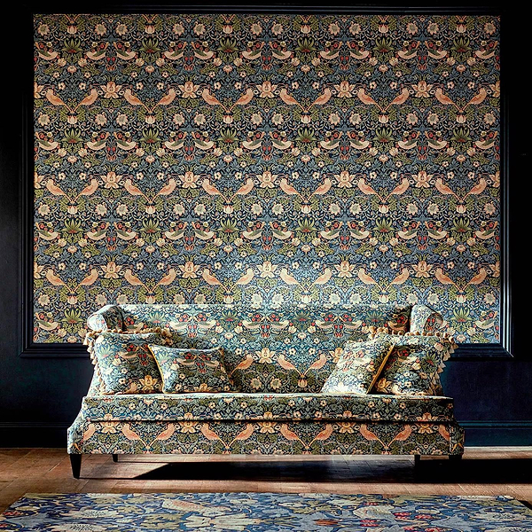 Strawberry Thief Velvet stof-Fabric-Tapete-Morris & Co-Selected Wallpapers