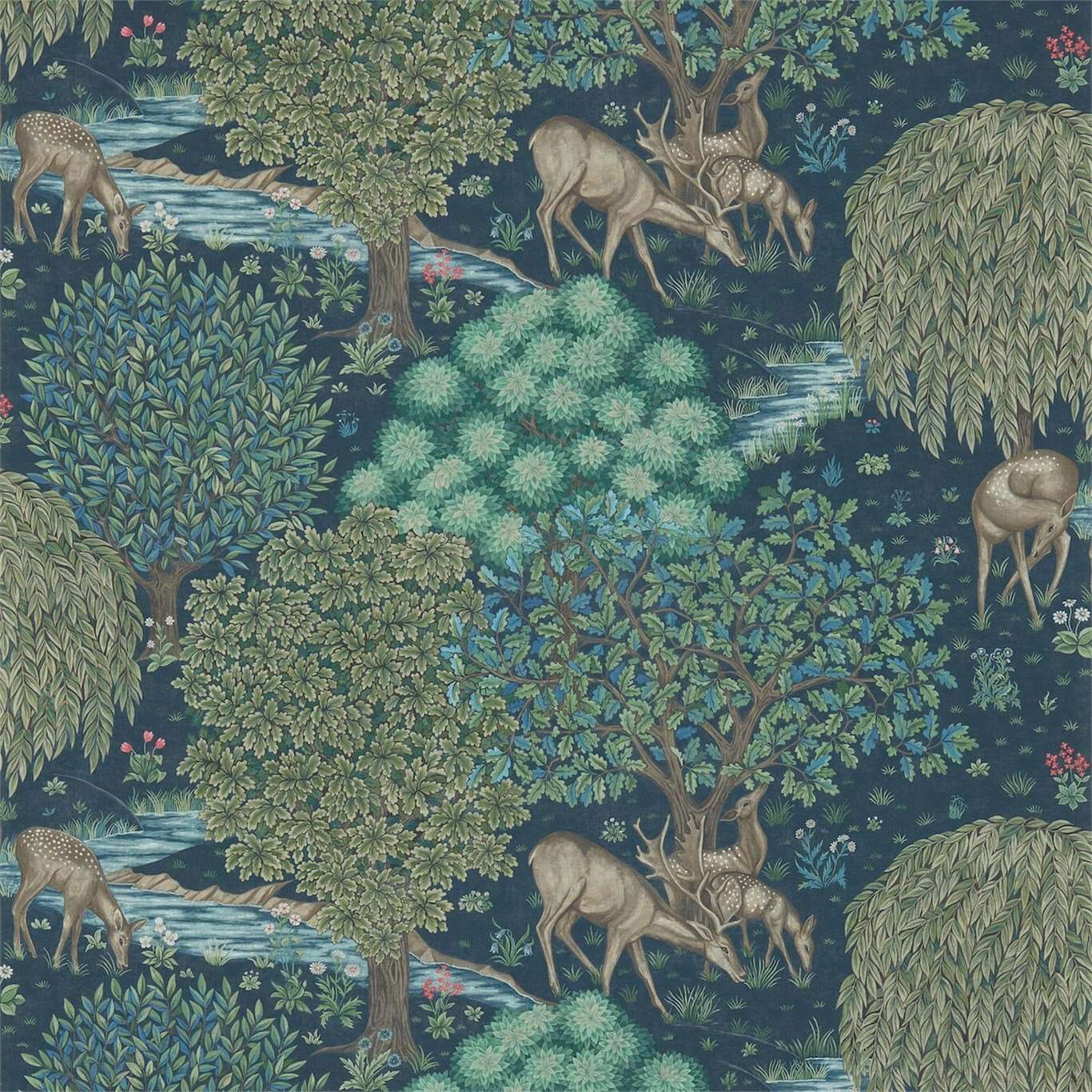 The Brook-behang-Tapete-Morris & Co-Dark Blue-Meter (M1)-214887-Selected Wallpapers