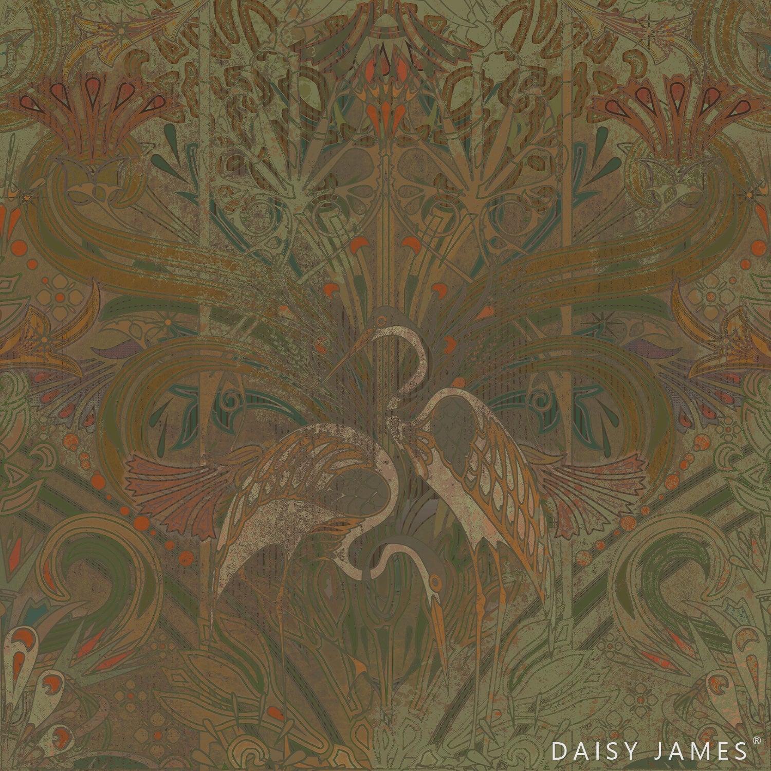 The Crane No1 behang-behang-Daisy James-Multicolor-Vinyl-M2-Selected Wallpapers &amp; Interiors