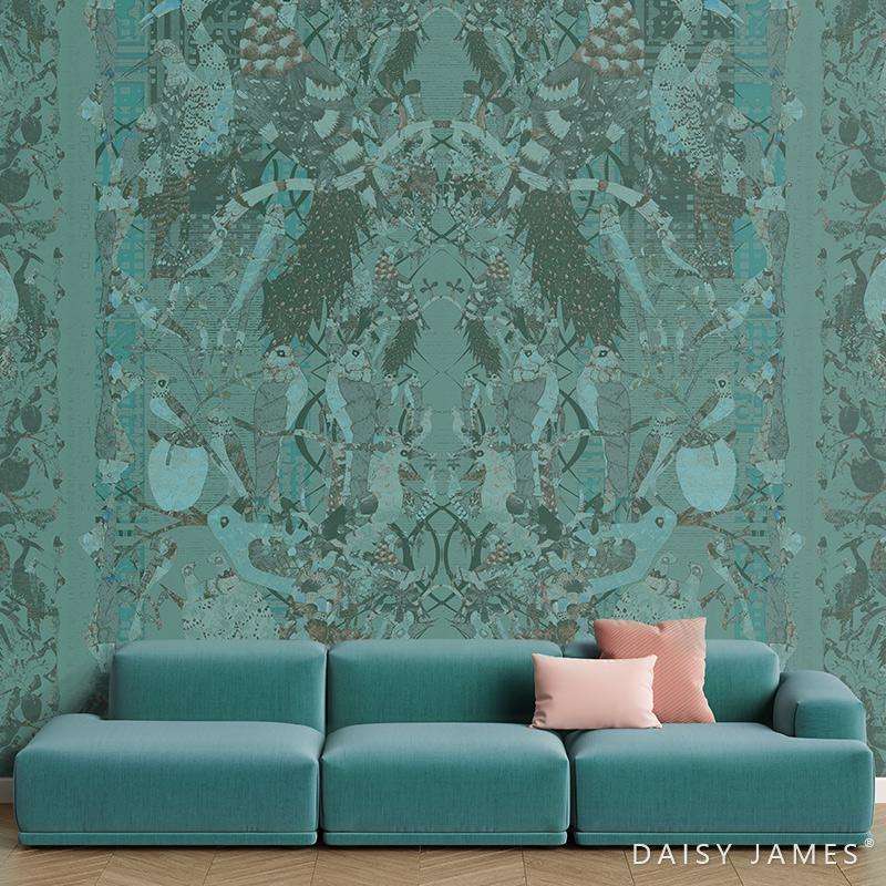 The Herald Turqoise behang-behang-Daisy James-Selected Wallpapers &amp; Interiors