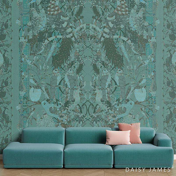 The Herald Turqoise behang-behang-Daisy James-Selected Wallpapers &amp; Interiors