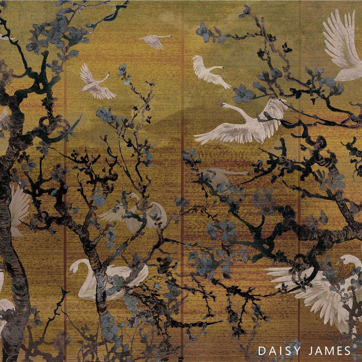 The Lake Ocher behang-behang-Daisy James-Ocher-Vinyl-M2-Selected Wallpapers &amp; Interiors
