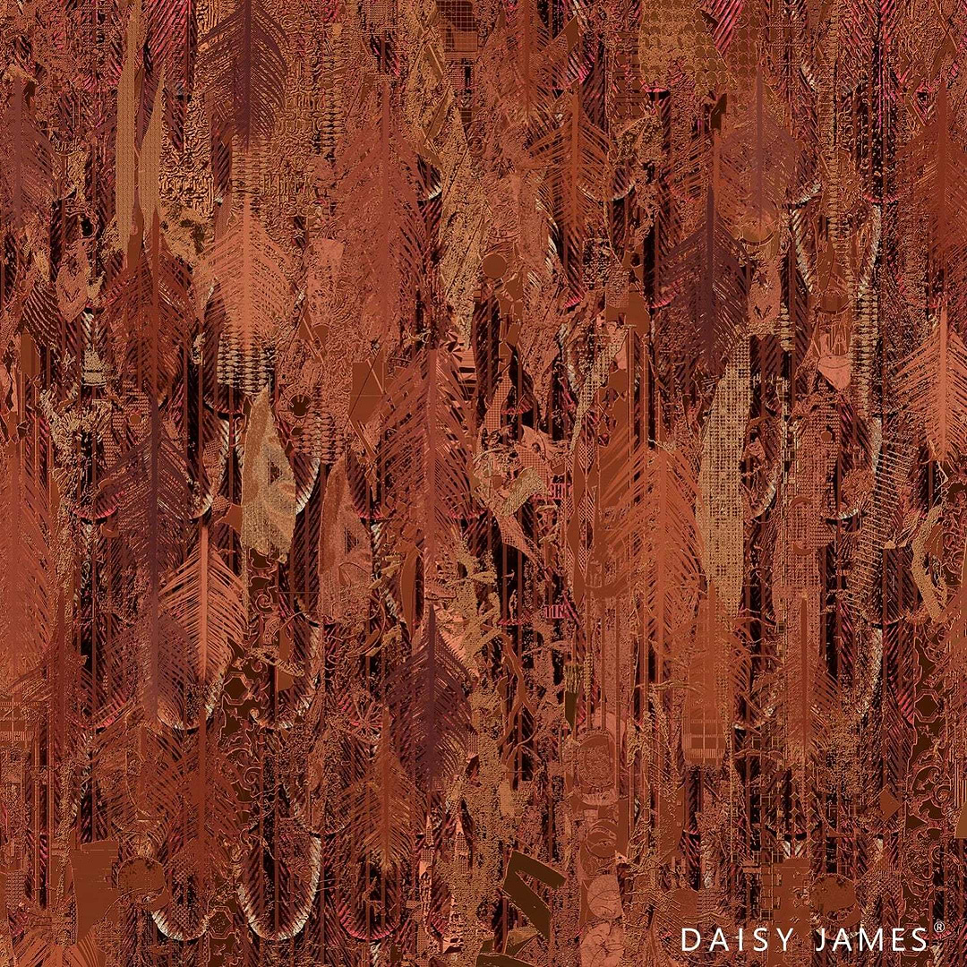 The Panache Orange behang-behang-Daisy James-Orange-Vinyl-M2-Selected Wallpapers &amp; Interiors