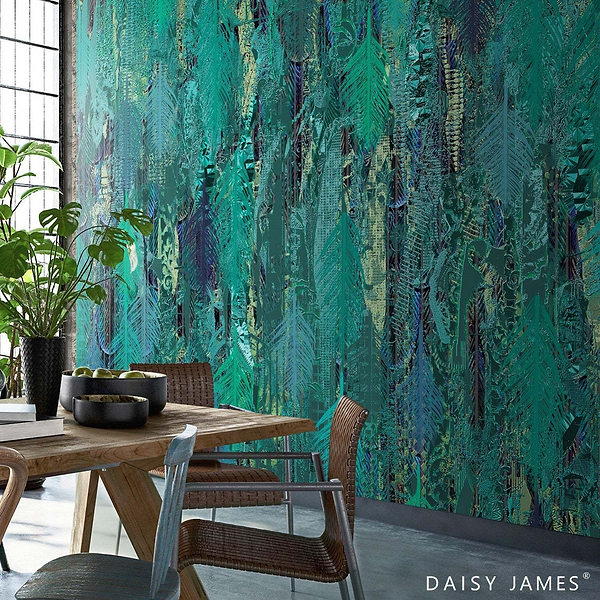 The Panache Turquoise behang-behang-Daisy James-Selected Wallpapers &amp; Interiors
