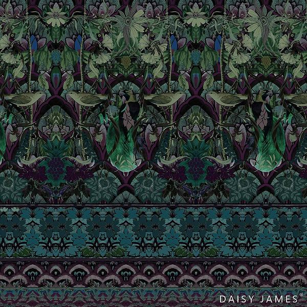 The Stella behang-behang-Daisy James-Blue-Vinyl-M2-Selected Wallpapers &amp; Interiors