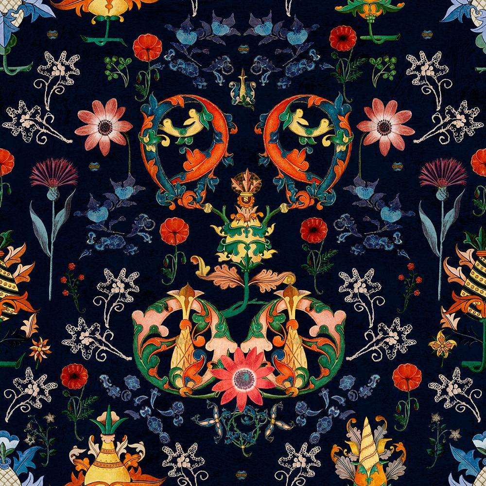 Transylvania Folk-behang-Tapete-Mind the Gap-Blue-300 cm (standaard)-WP20312-Selected Wallpapers