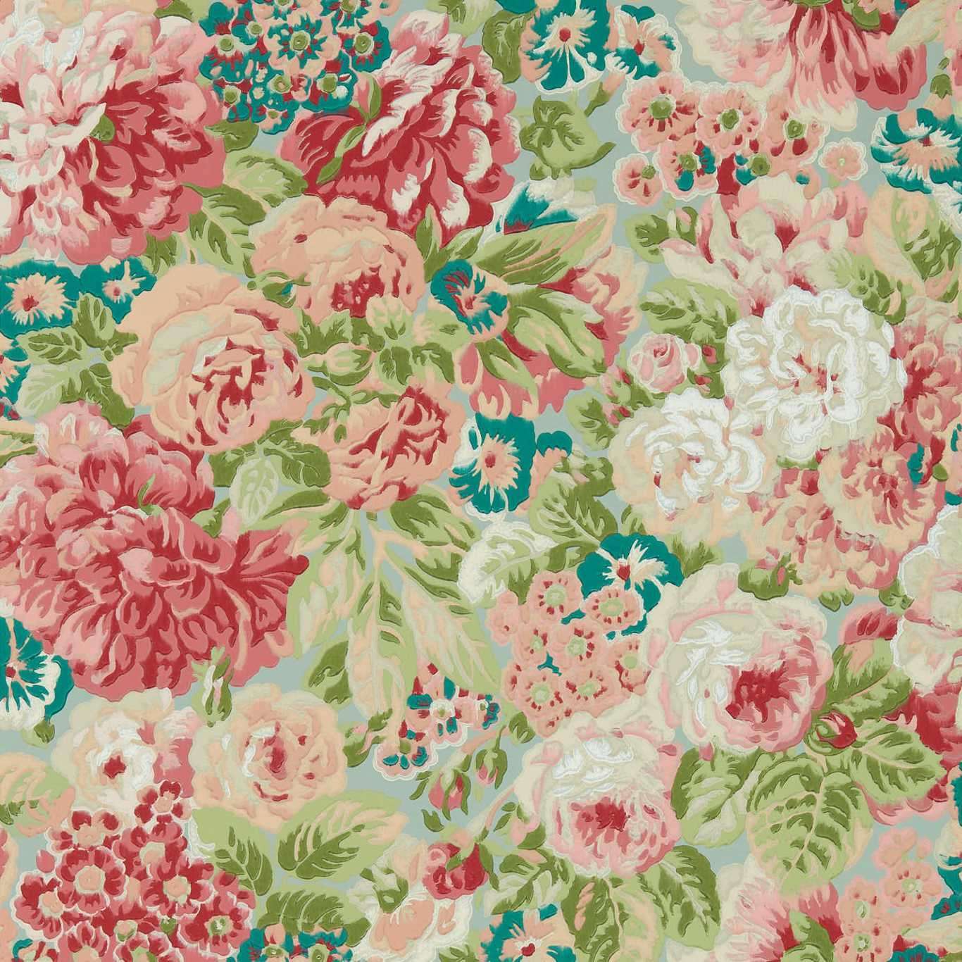 Very Rose and Peony-behang-Tapete-Sanderson-Blue Clay/Carmen-217029-Selected Wallpapers
