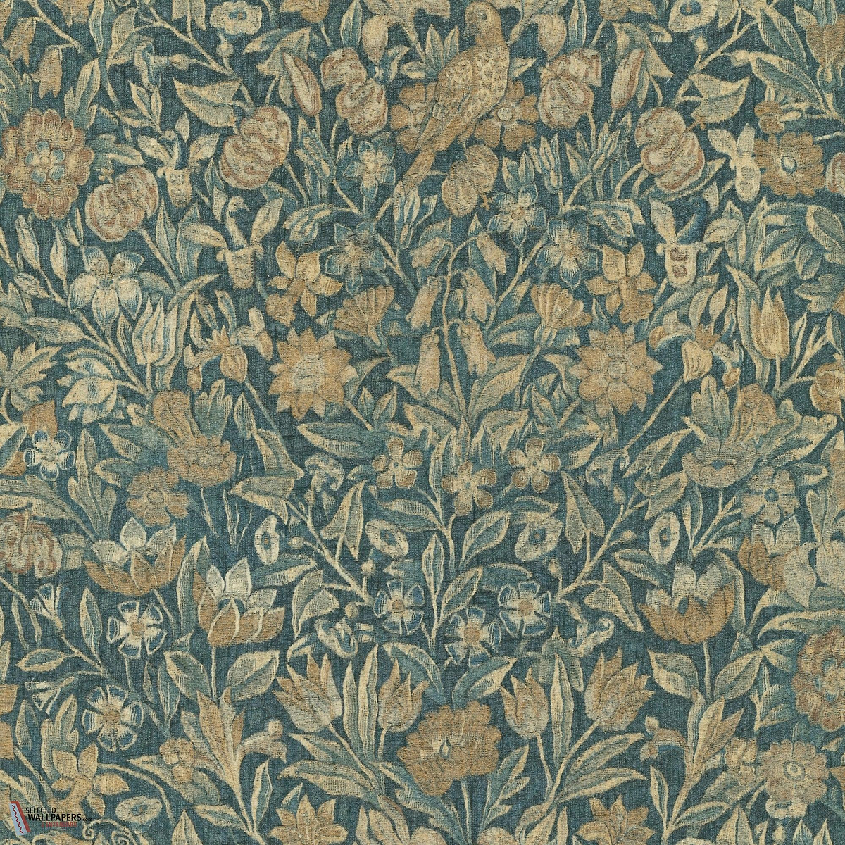 Bouquet behang-Arte-Teal-Meter (M1)-Selected Wallpapers-Interiors