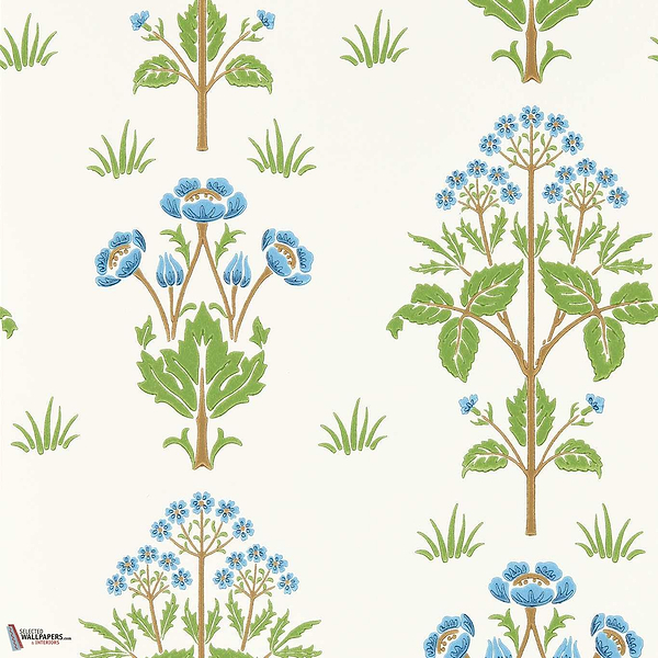 Meadow Sweet behang-behang-Morris & Co-Cobalt/Grass Green-Rol-Selected Wallpapers &amp; Interiors