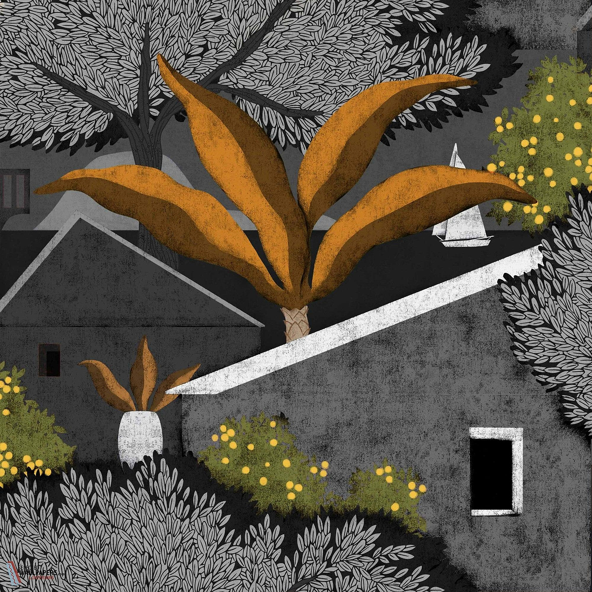 Nopoló behang-Coordonne-Carbón-Rol-Selected Wallpapers-Interiors