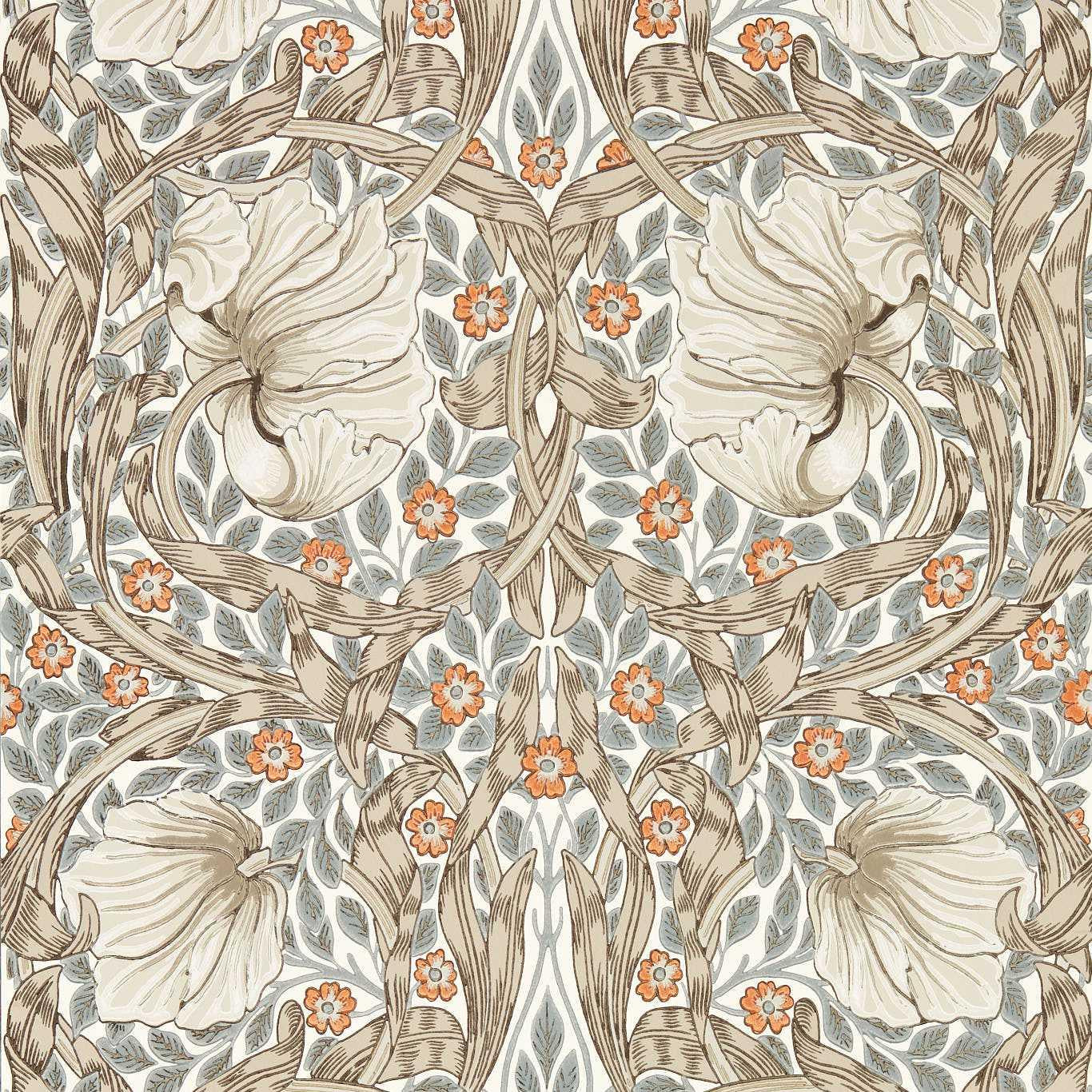 Pimpernel behang-Behang-Morris & Co-Linen/Coral-Rol-Selected Wallpapers &amp; Interiors