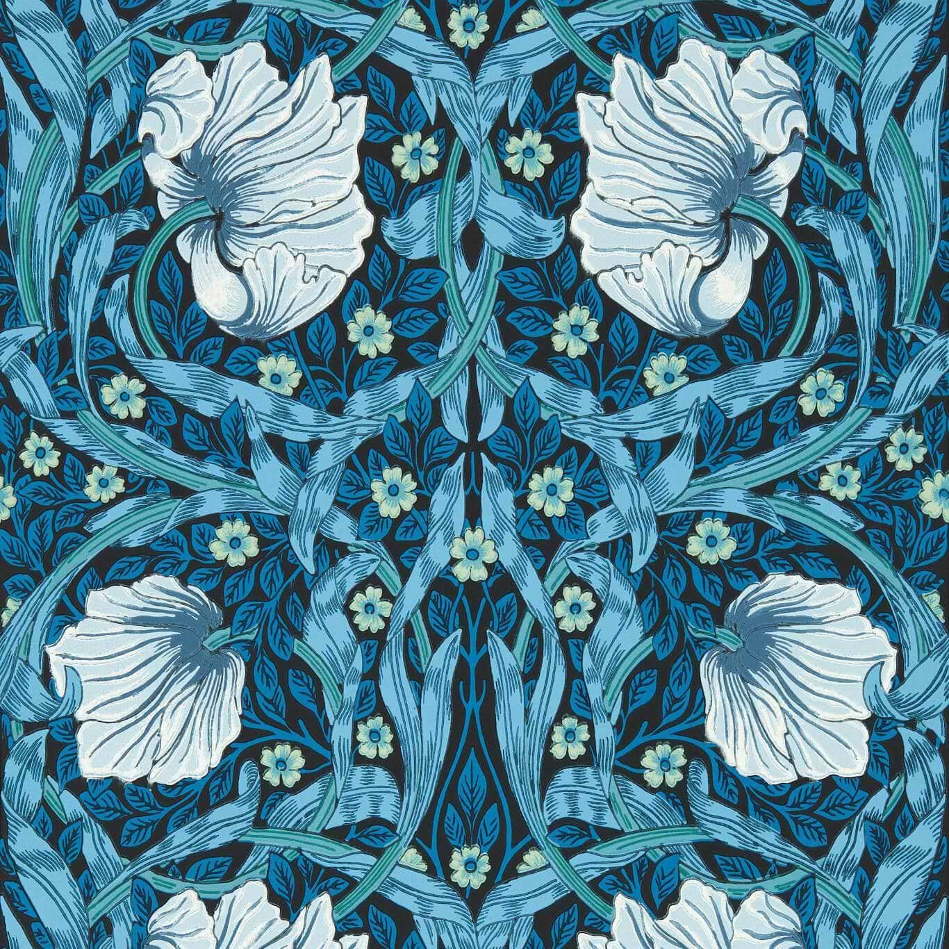 Pimpernel-behang-tapete-wallpaper-Morris & Co-Midnight/Opal-Rol-Selected-Wallpapers-Interiors