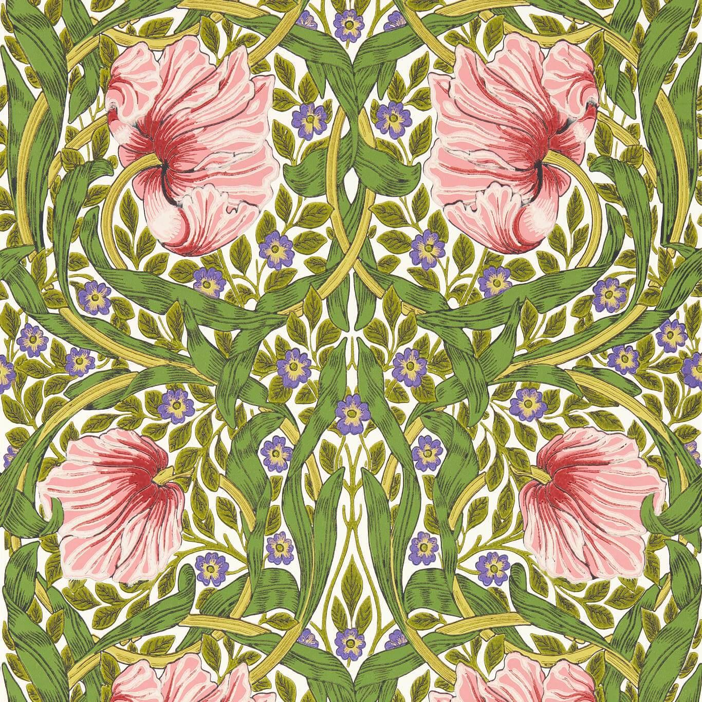 Pimpernel-behang-tapete-wallpaper-Morris & Co-Sap Green/Strawberry-Rol-Selected-Wallpapers-Interiors