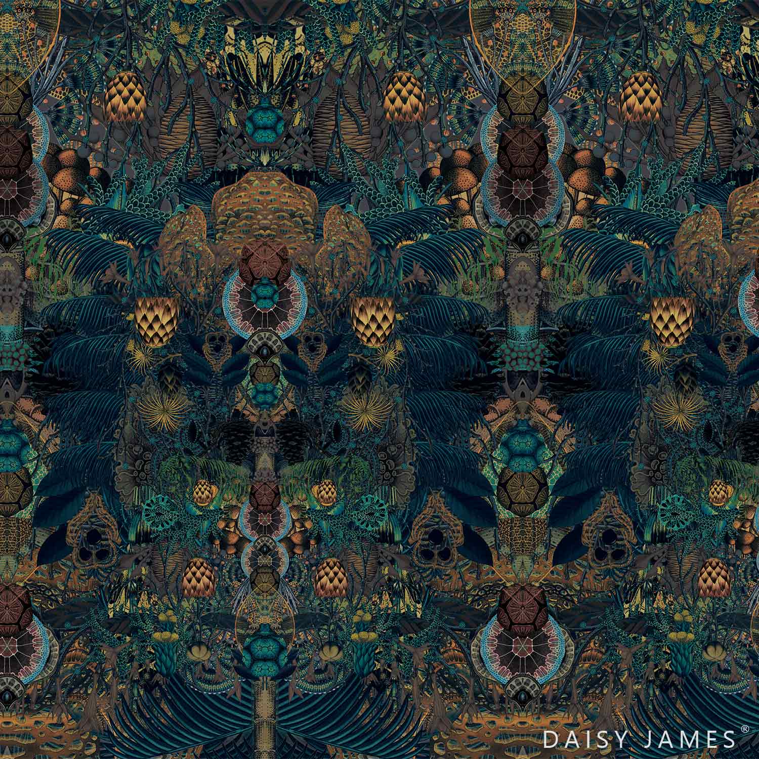 The Poppy behang-Behang-Daisy James-Blue-Vinyl-M2-Selected Wallpapers &amp; Interiors